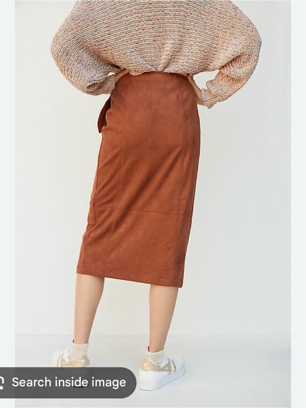Anthropologie Rust Brown Suede-Look Midi Skirt